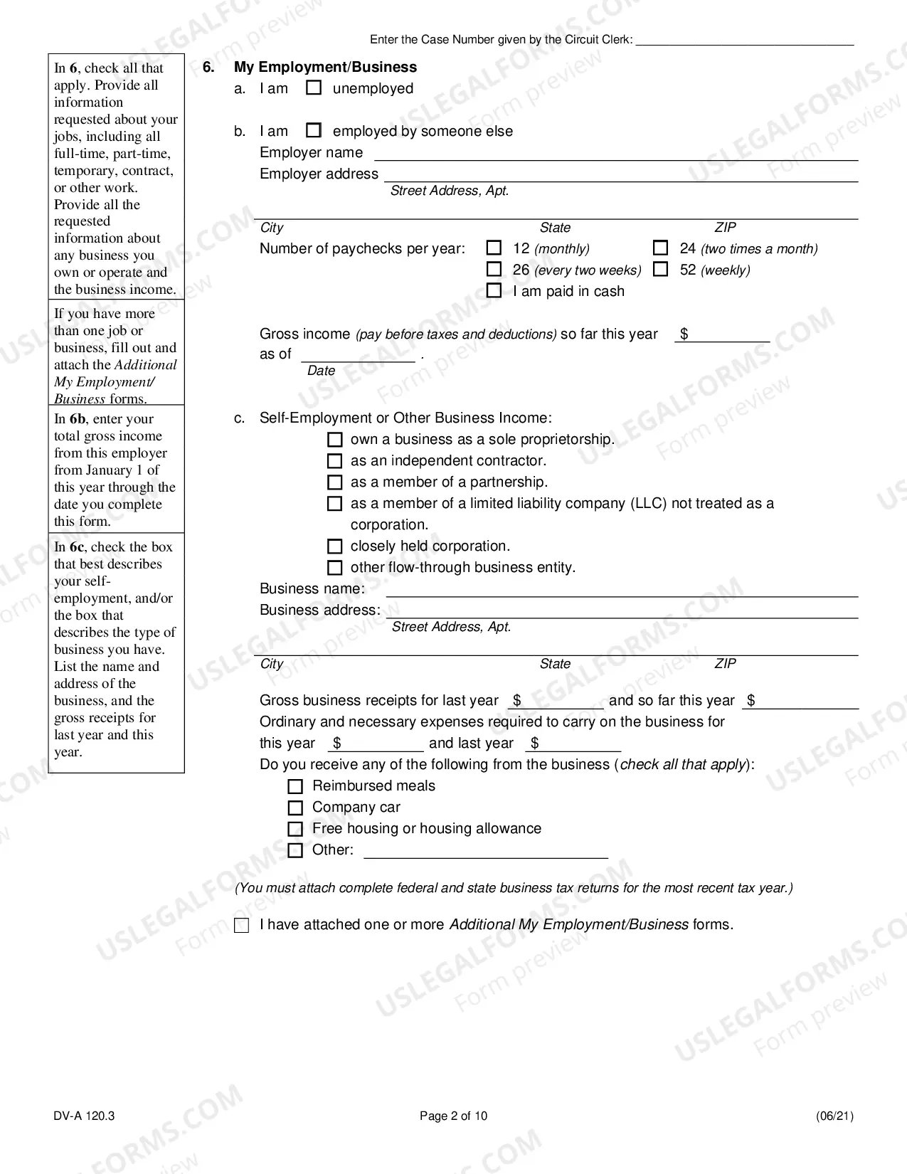 Preview Financial affidavit