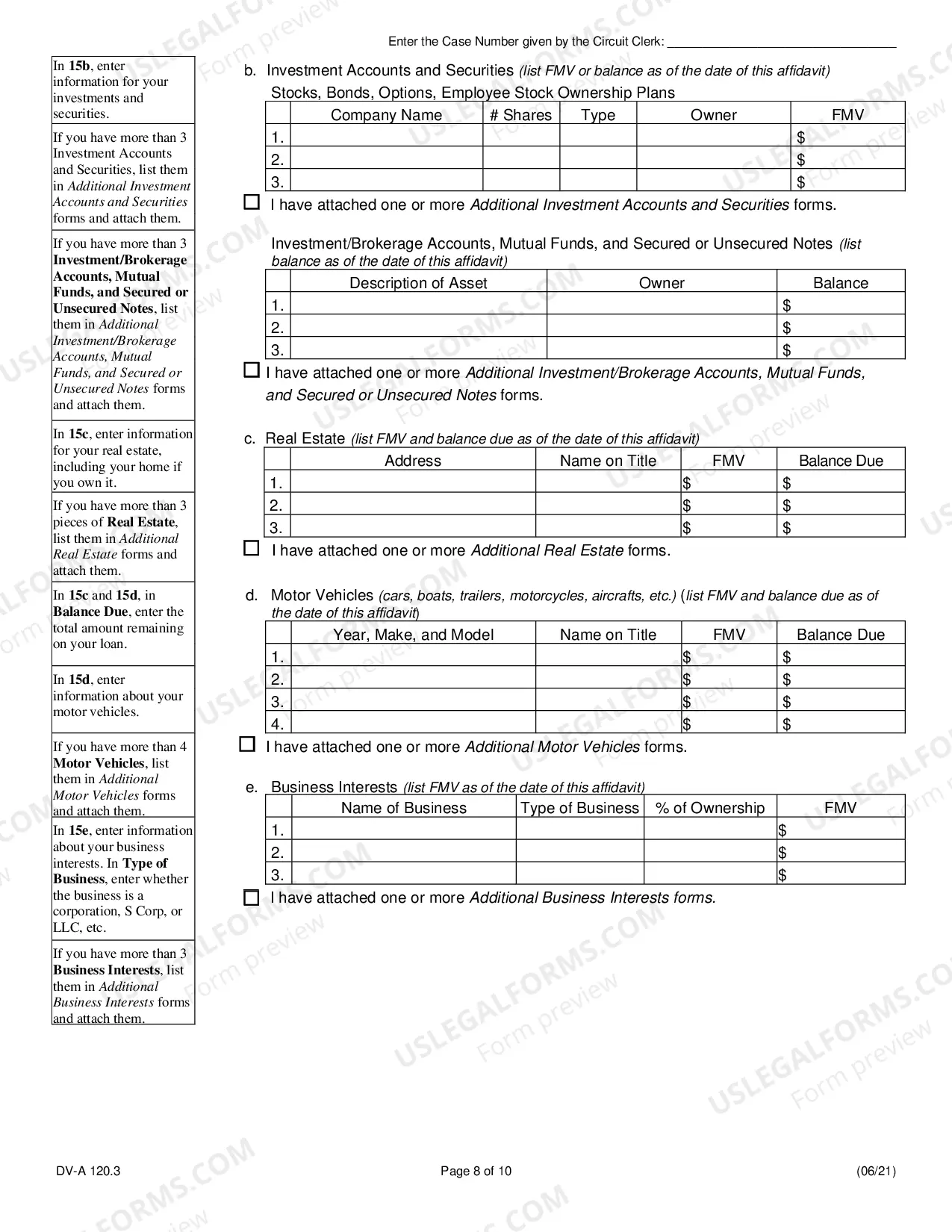 Preview Financial affidavit