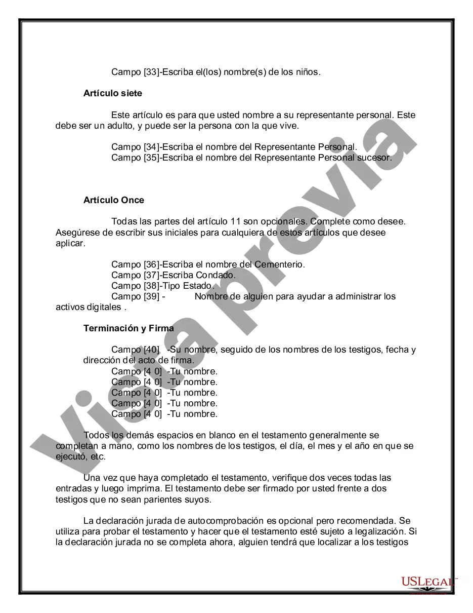 Preview Paquete de Testamentos Mutuos de Últimas Voluntades y Testamentos para Personas Solteras que conviven con Hijos Mayores de Edad