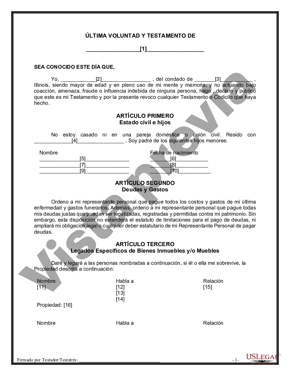 Preview Testamentos Mutuos o Últimas Voluntades y Testamentos para Personas Solteras que conviven con Hijos Menores