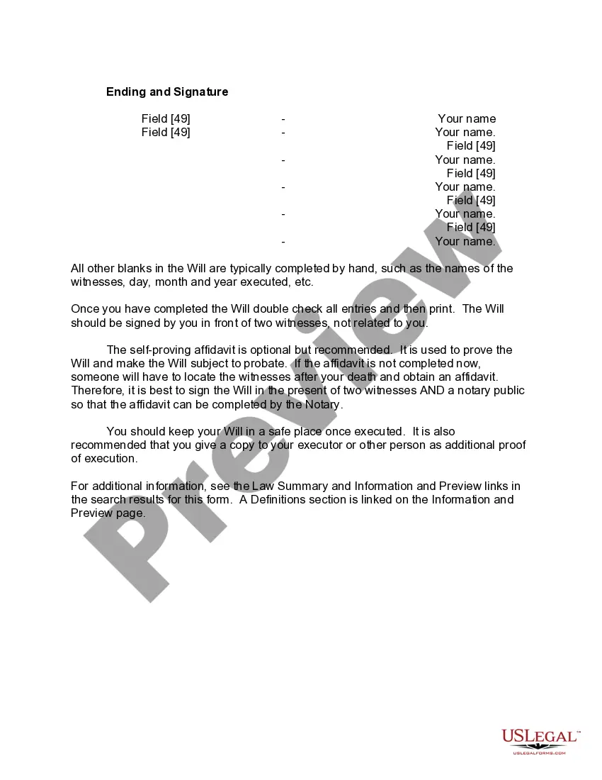 Preview Mutual Wills or Last Will and Testaments for Man and Woman living together, not Married with Minor Children