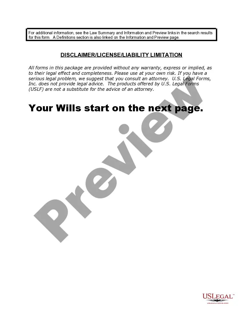 Preview Mutual Wills or Last Will and Testaments for Man and Woman living together, not Married with Minor Children