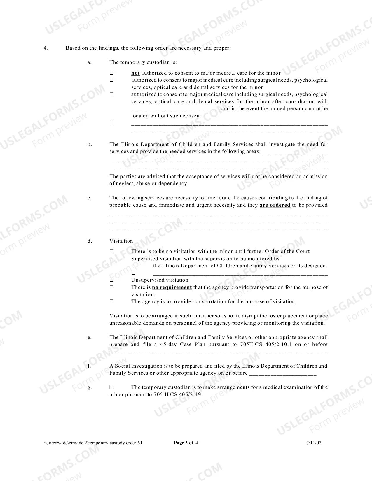 Preview Temporary Custody Order