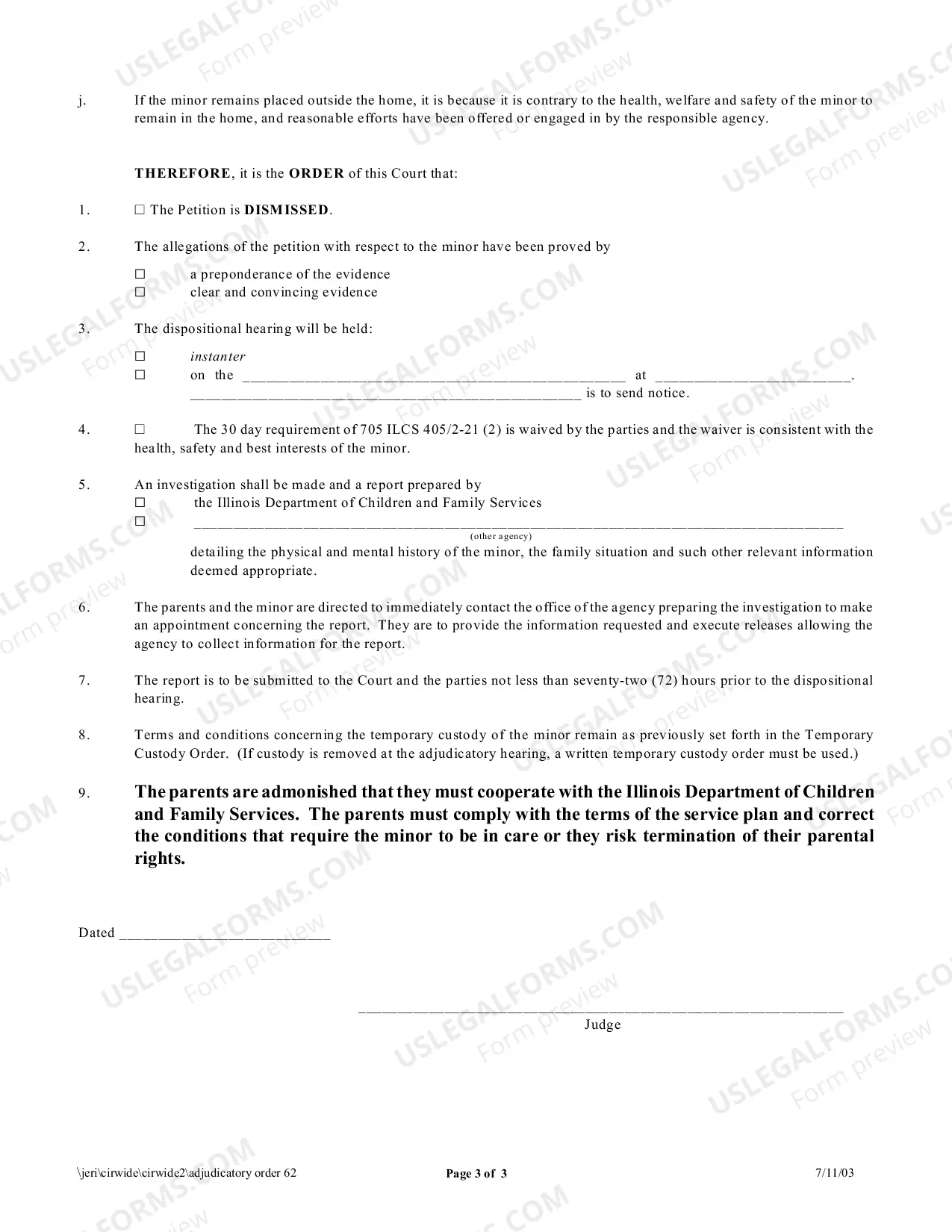 Preview Adjudicatory Order