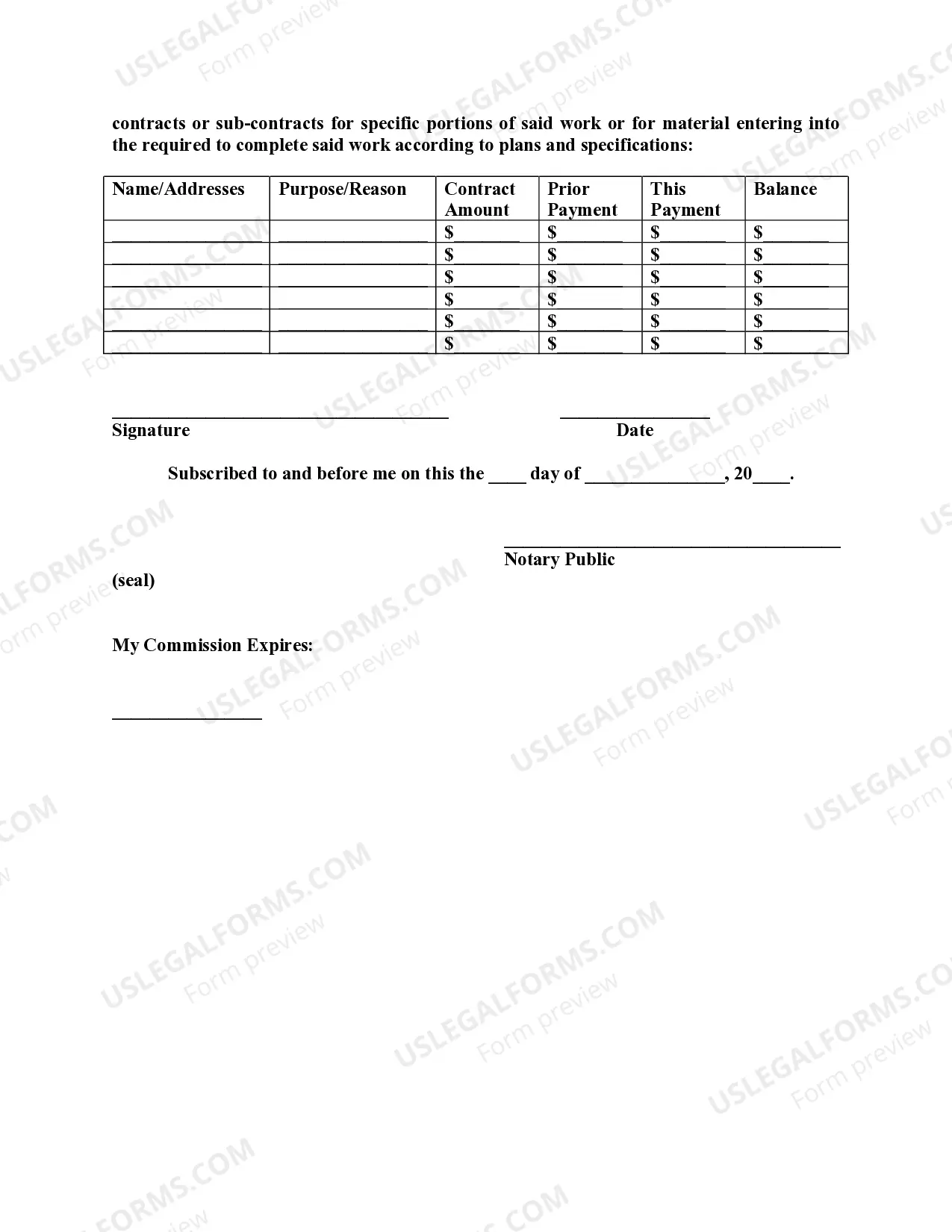 Preview Waiver of Lien to Date