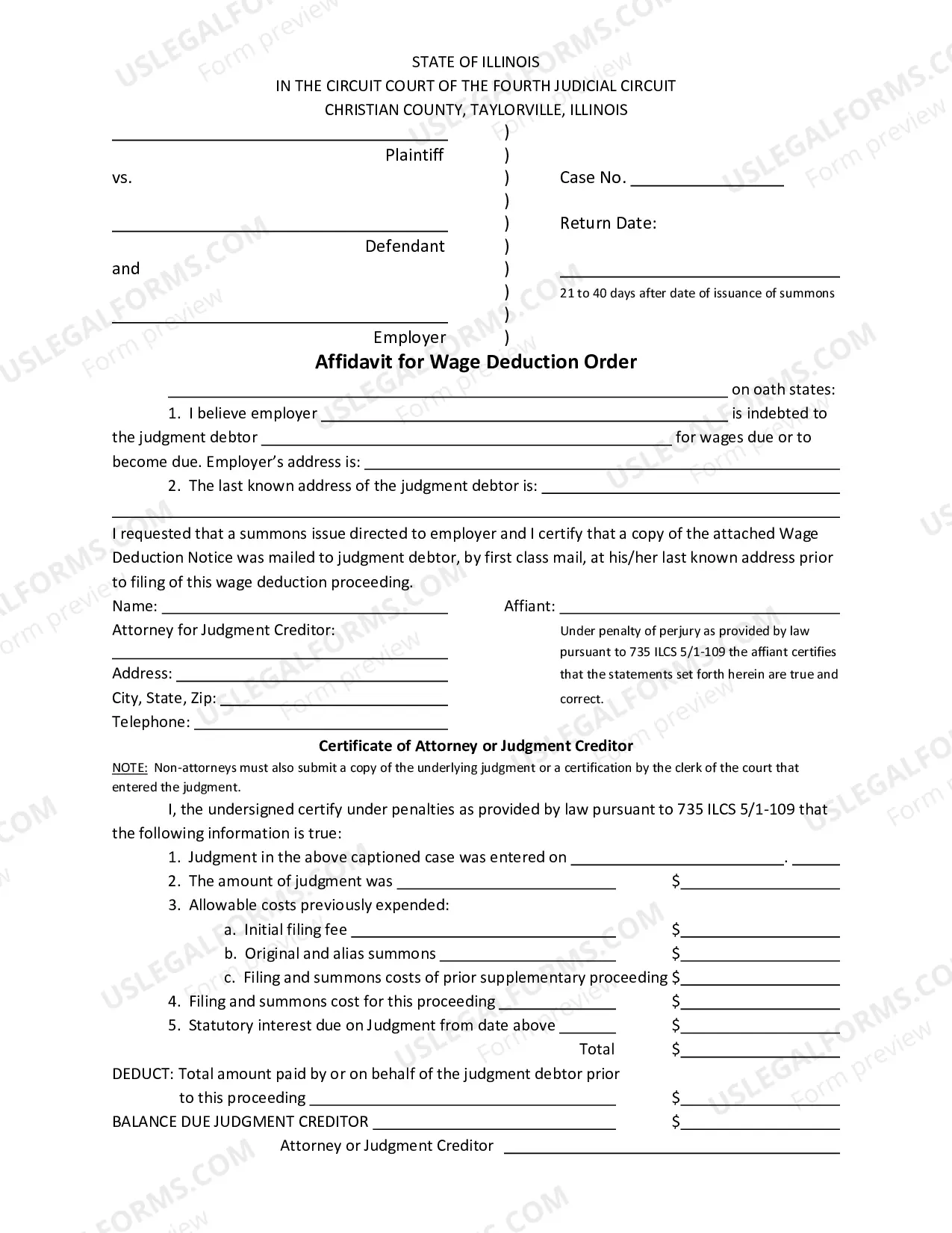 Preview Wage Deduction Order Packet