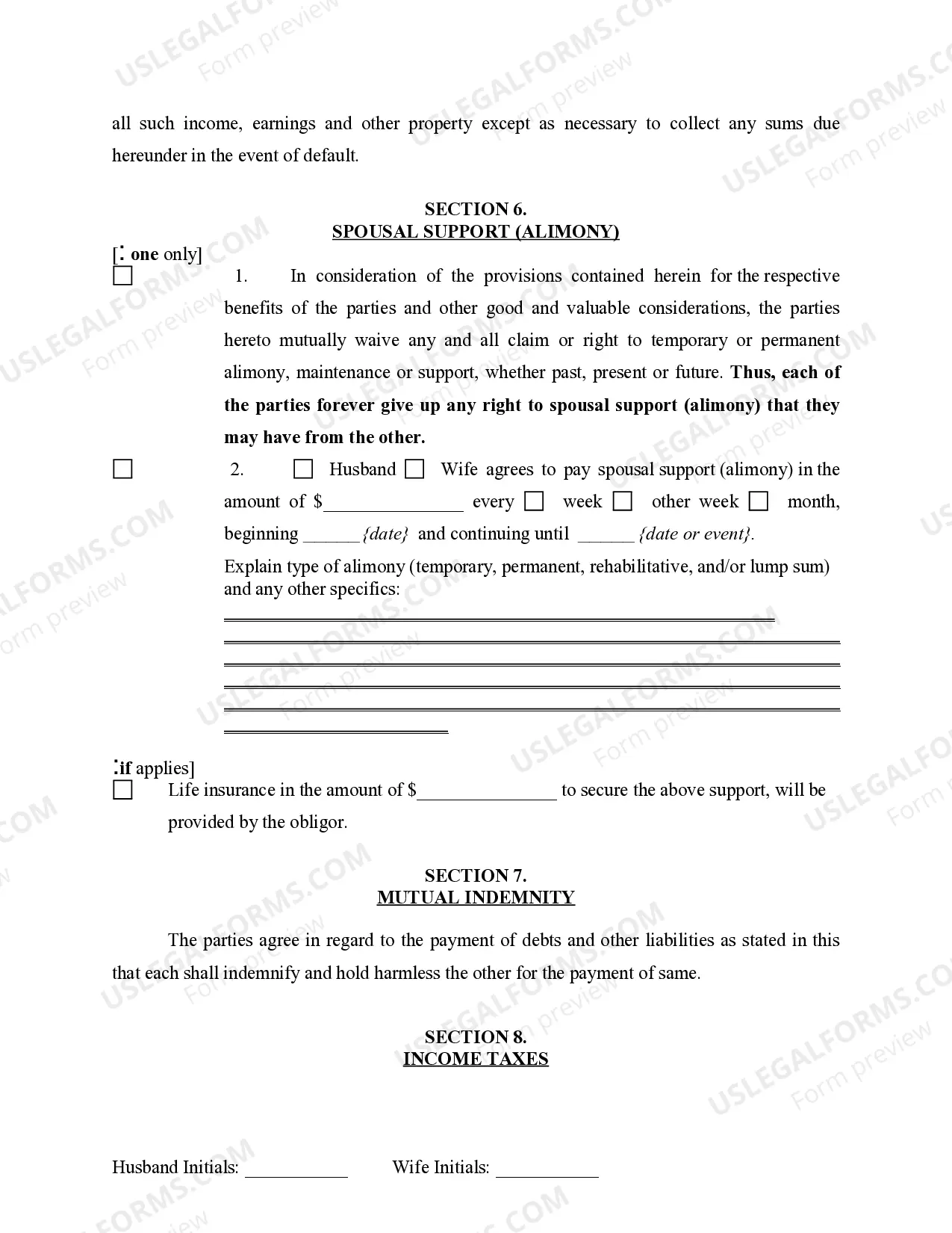 Preview Marital Settlement Agreement - no children OR adult children