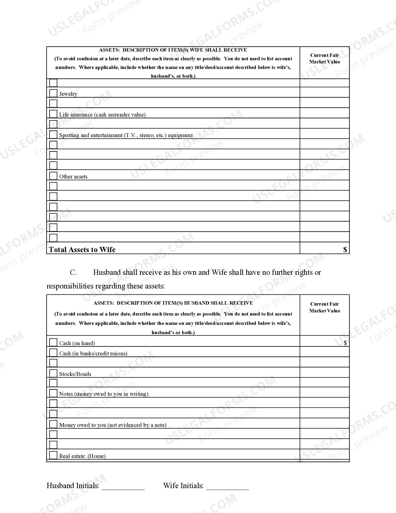 Preview Marital Settlement Agreement - no children OR adult children