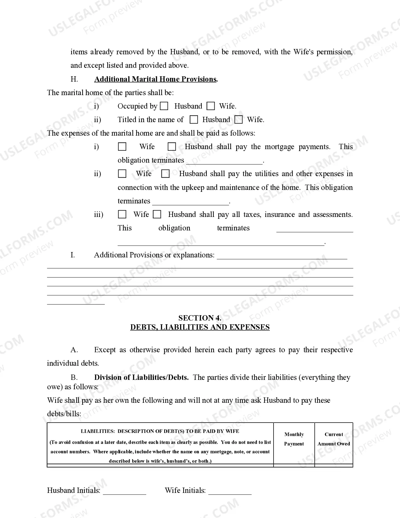 Preview Marital Settlement Agreement - no children OR adult children