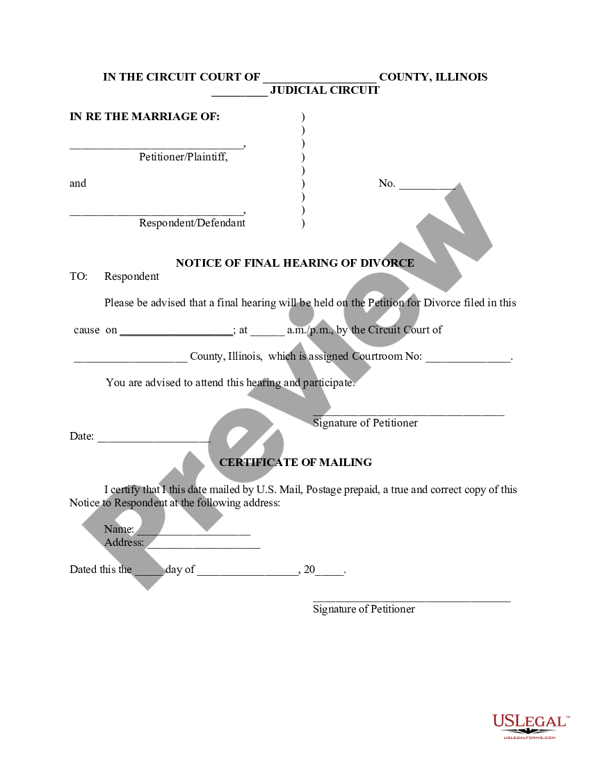 Illinois Notice of Hearing - Notice Of Hearing Illinois | US Legal Forms