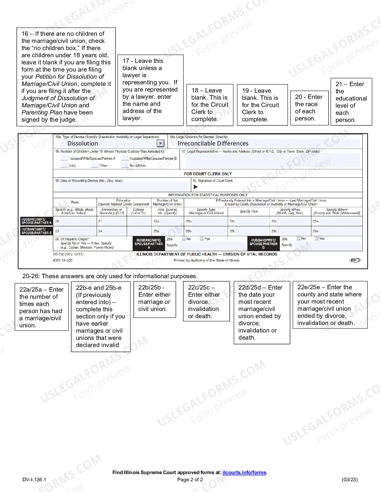 Preview How to Fill Out the Certificate of Dissolution of Marriage or Civil Union