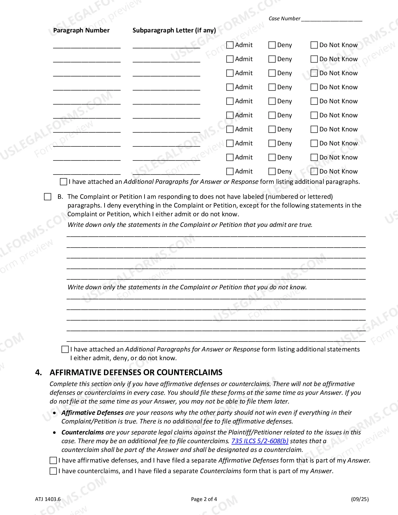 Preview Answer or Respond to a Court Case