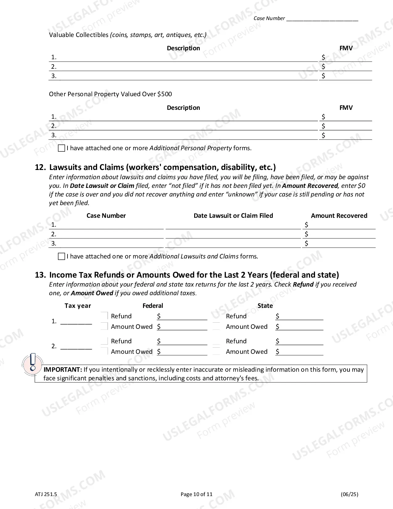 Preview Financial Affidavit - Family and Divorce