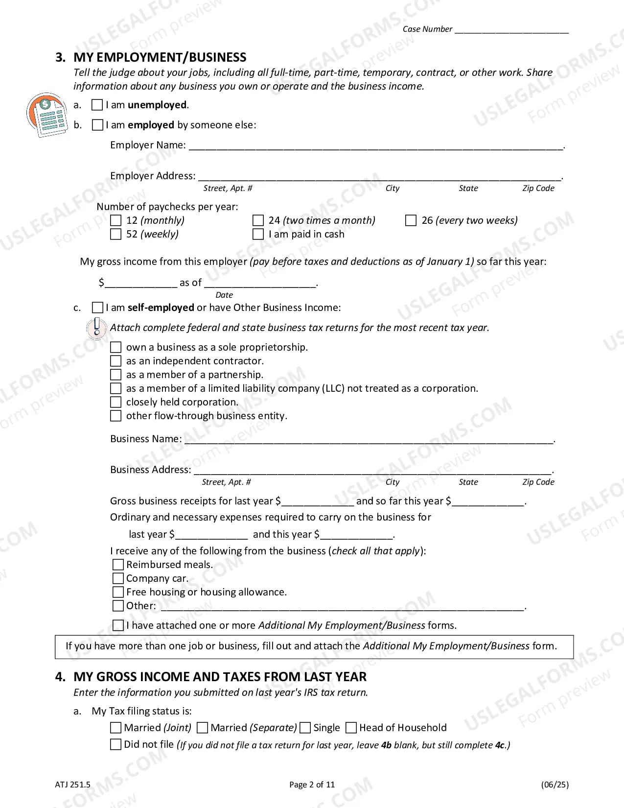 Preview Financial Affidavit - Family and Divorce