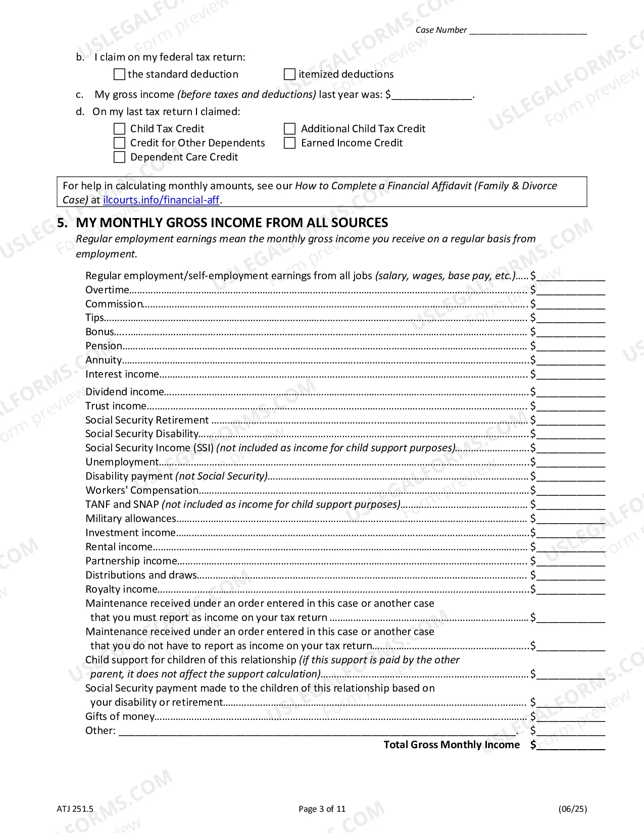 Preview Financial Affidavit - Family and Divorce