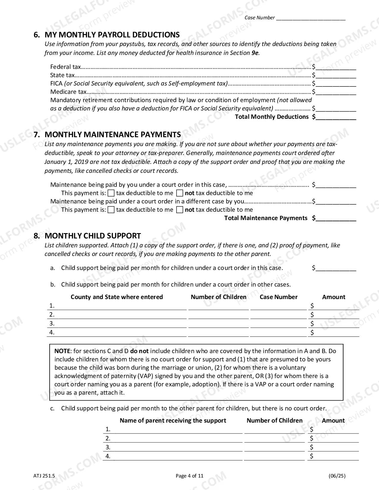 Preview Financial Affidavit - Family and Divorce
