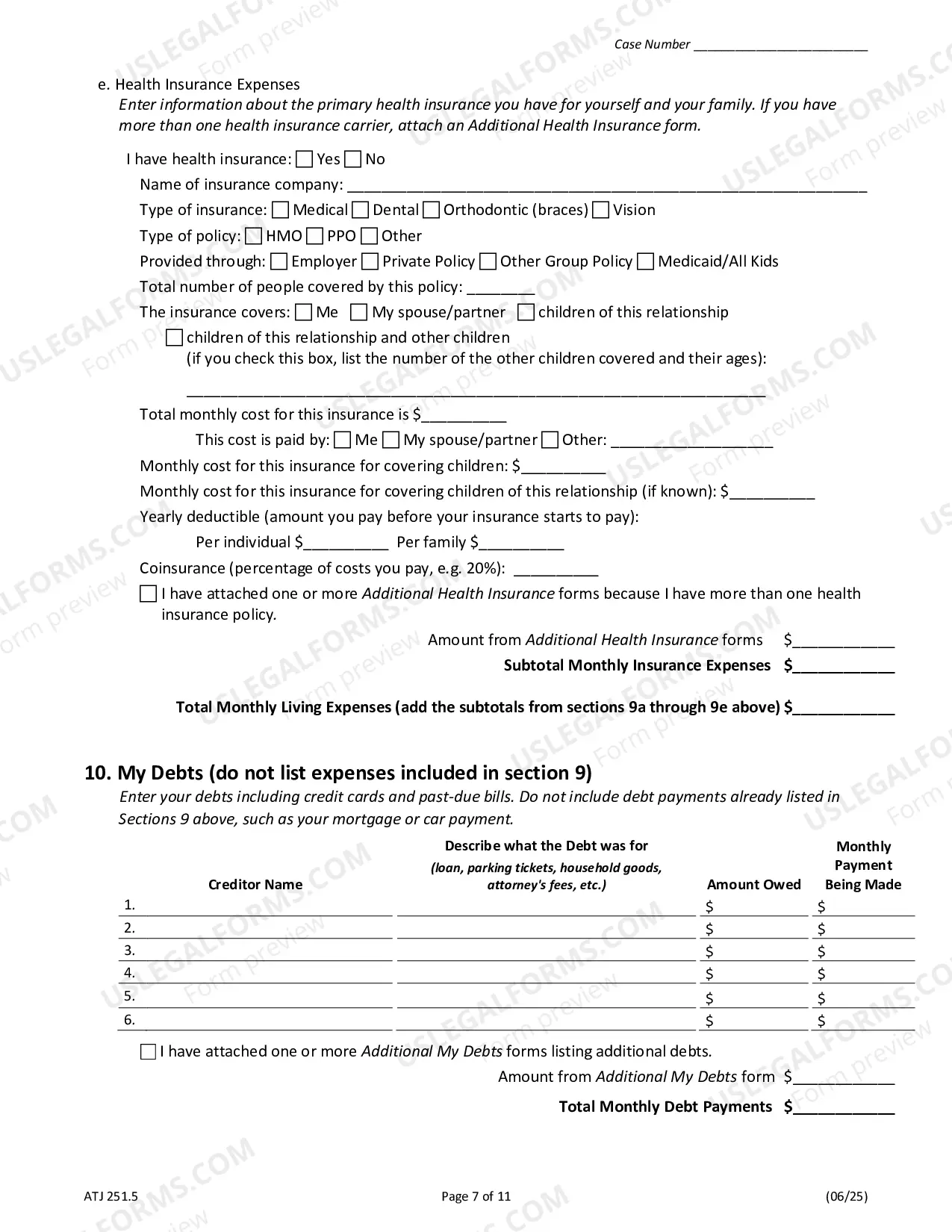 Preview Financial Affidavit - Family and Divorce