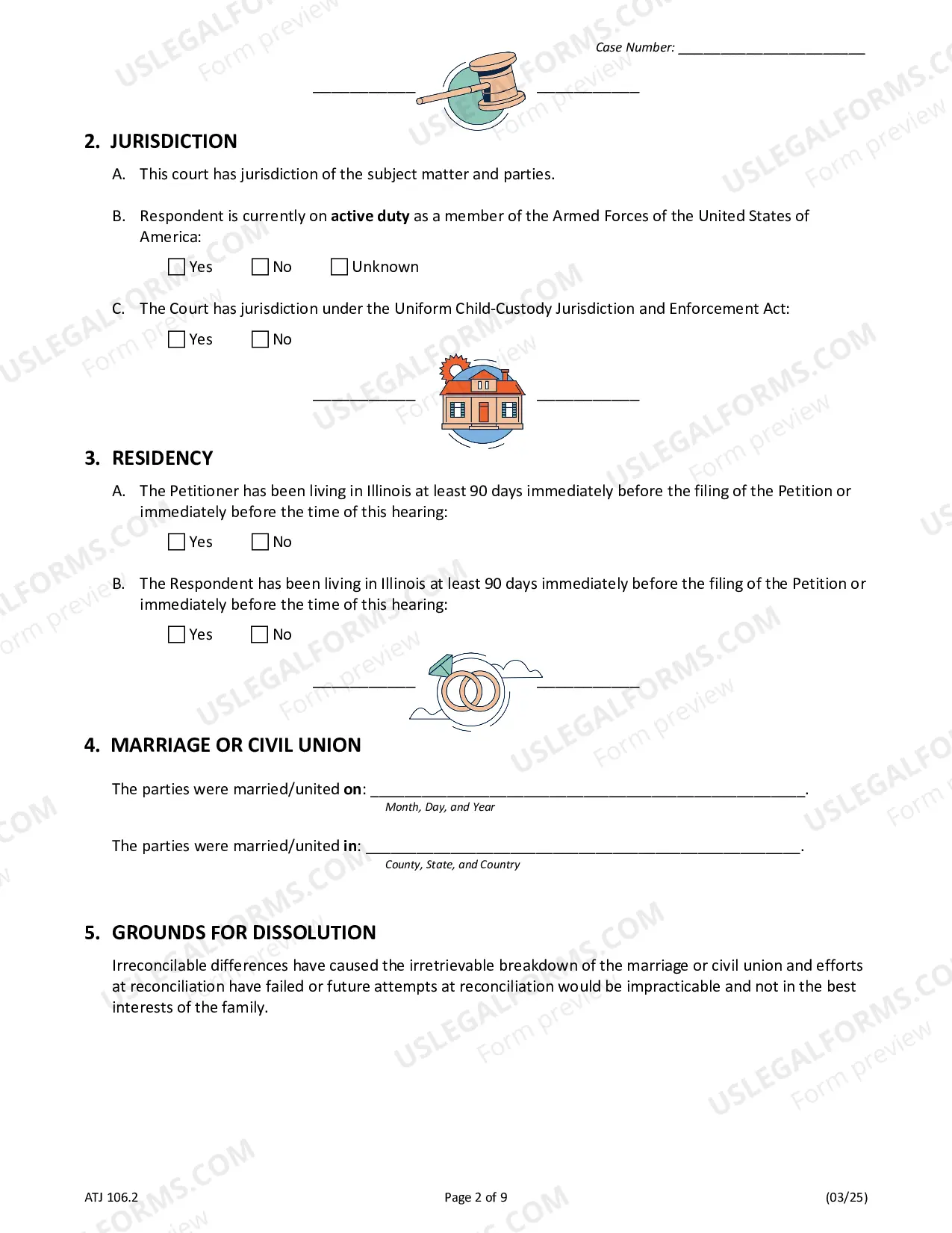Preview Judgment for Dissolution of Marriage or Civil Union