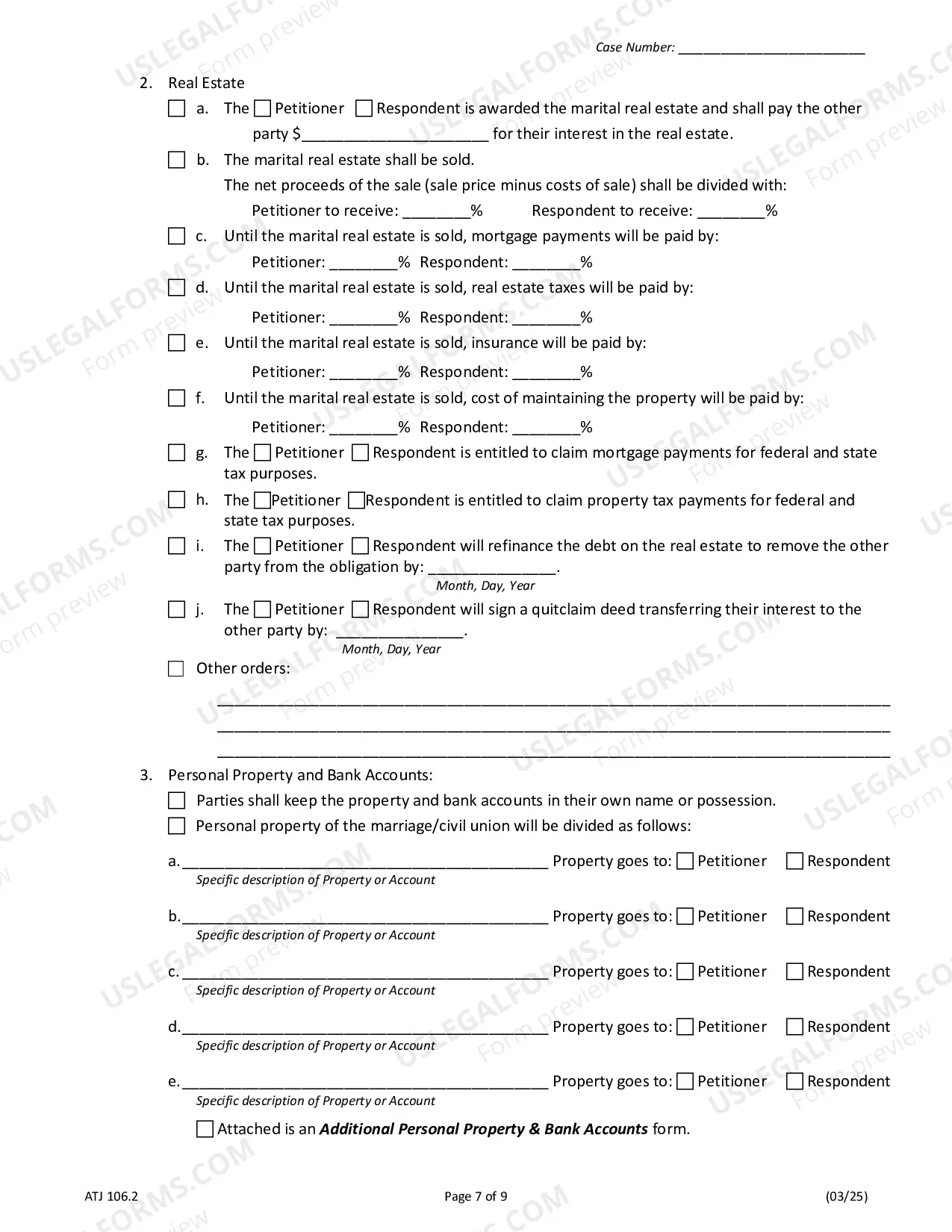 Preview Judgment for Dissolution of Marriage or Civil Union