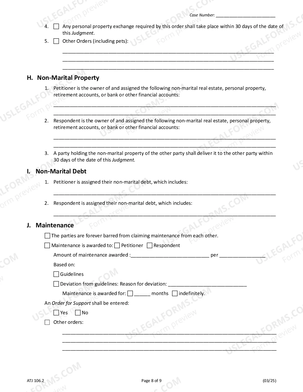 Preview Judgment for Dissolution of Marriage or Civil Union