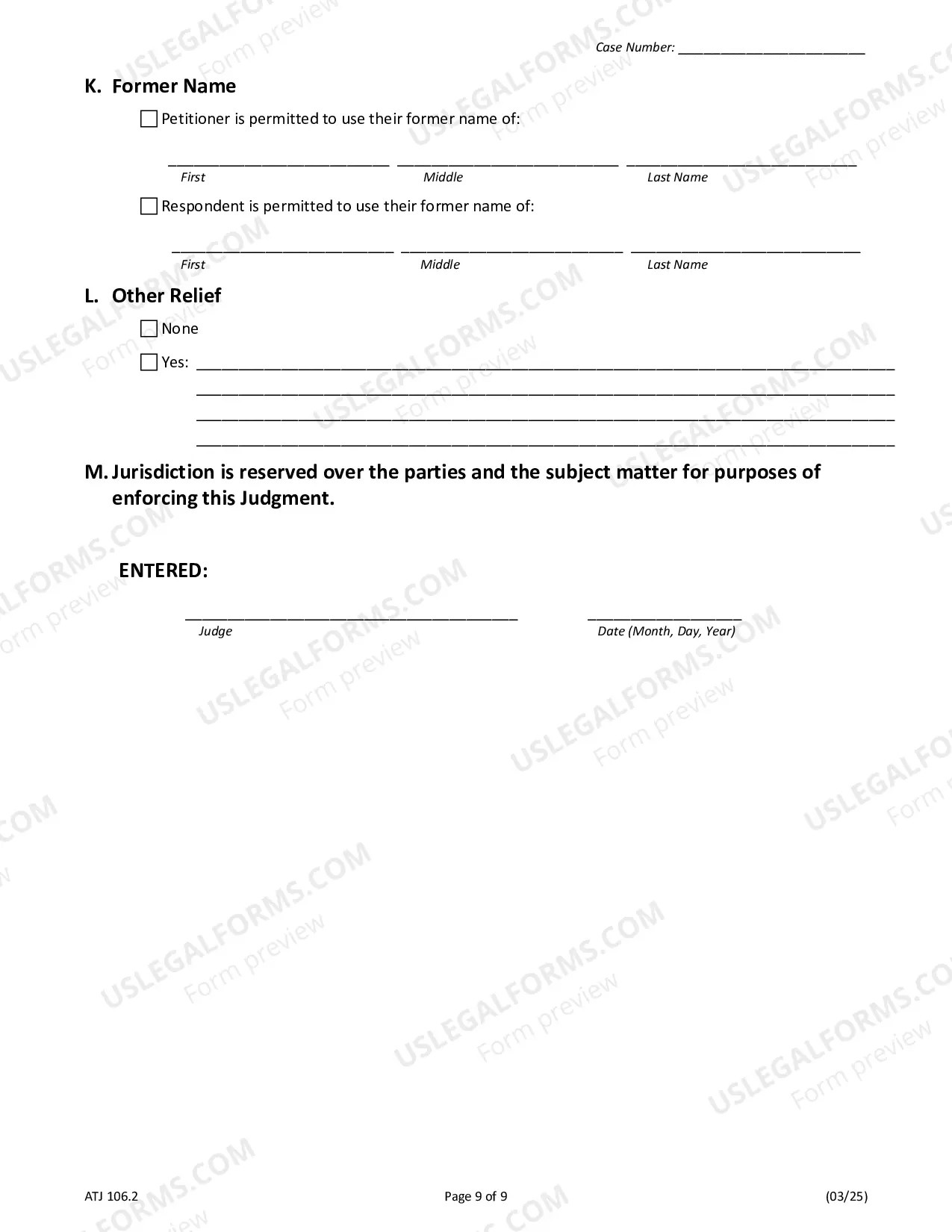 Preview Judgment for Dissolution of Marriage or Civil Union