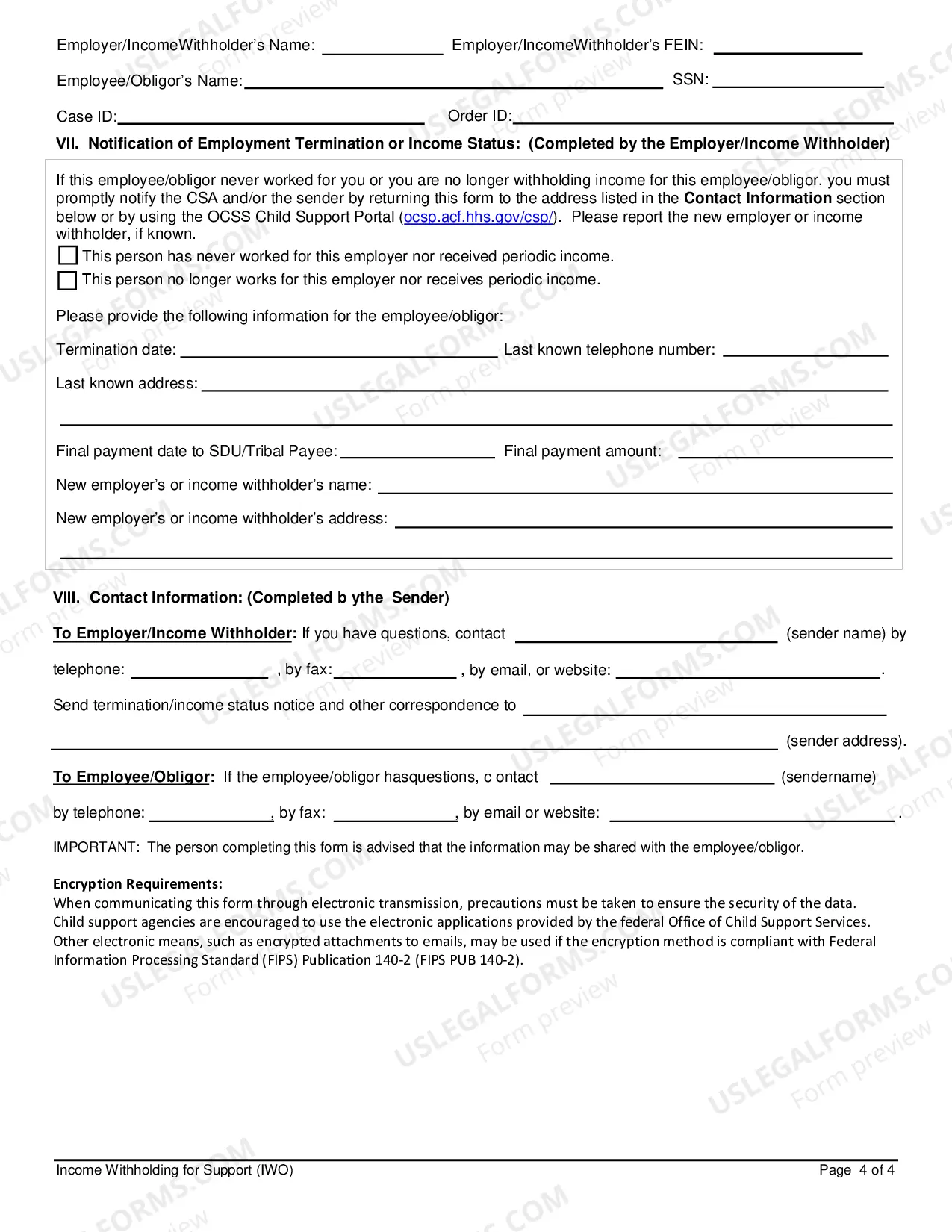 Preview Income Withholding for Support