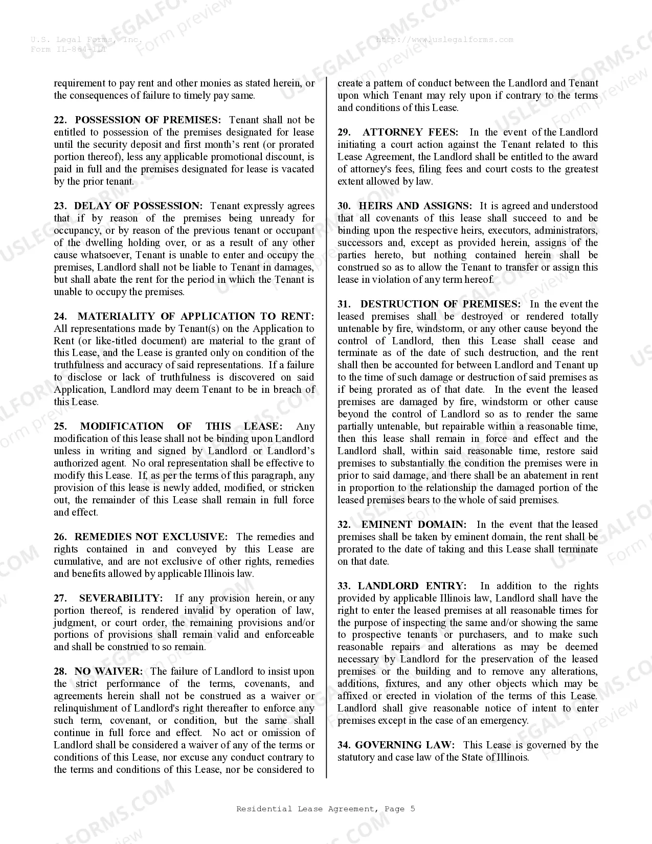 Preview Residential Lease or Rental Agreement for Month to Month