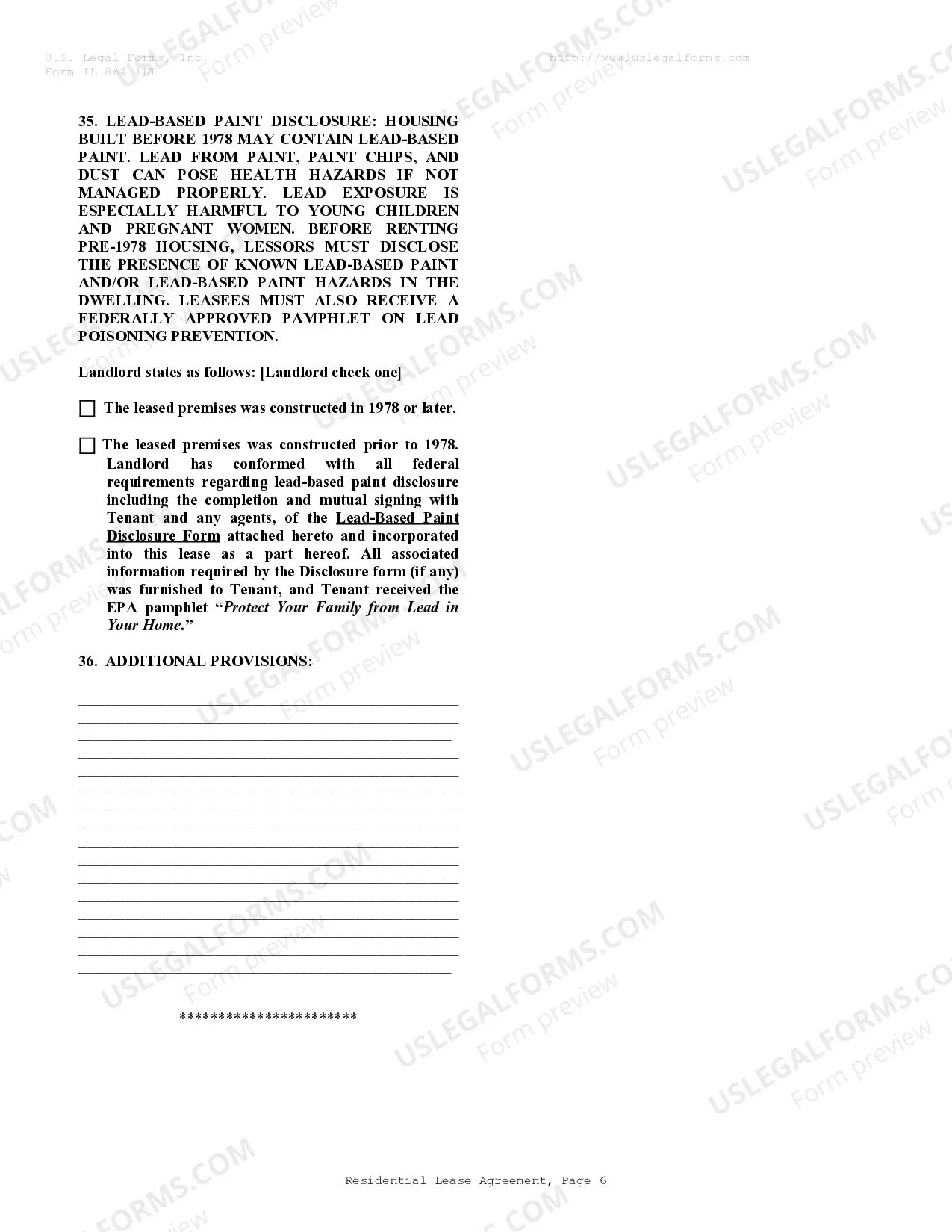Preview Residential Lease or Rental Agreement for Month to Month