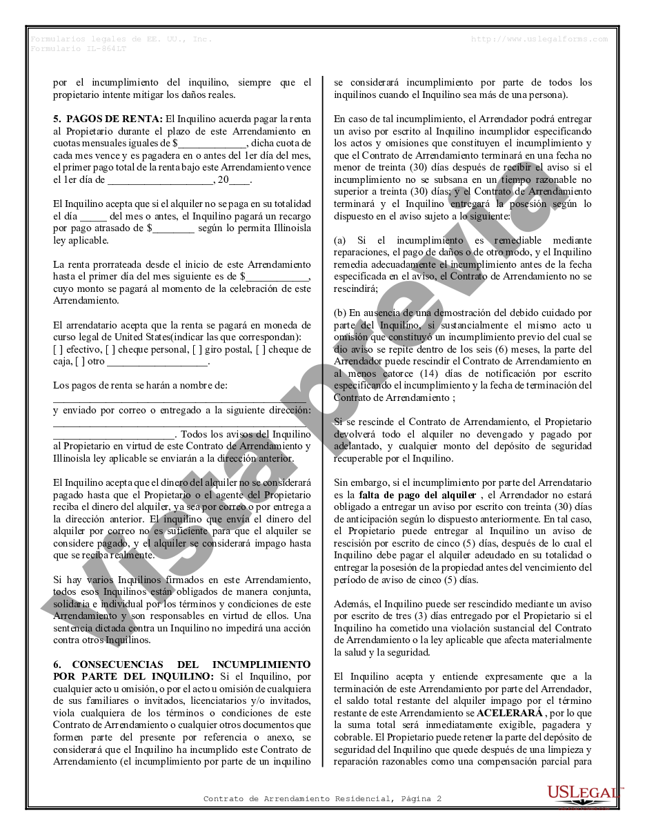 Illinois Contrato De Arrendamiento De Alquiler Residencial Como Hacer Un Contrato Para Rentaar