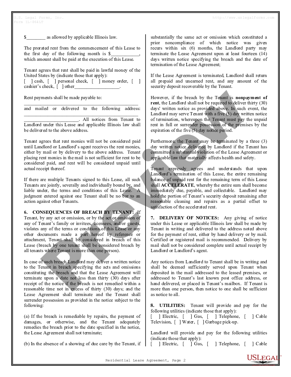 page 1 Residential Rental Lease Agreement preview