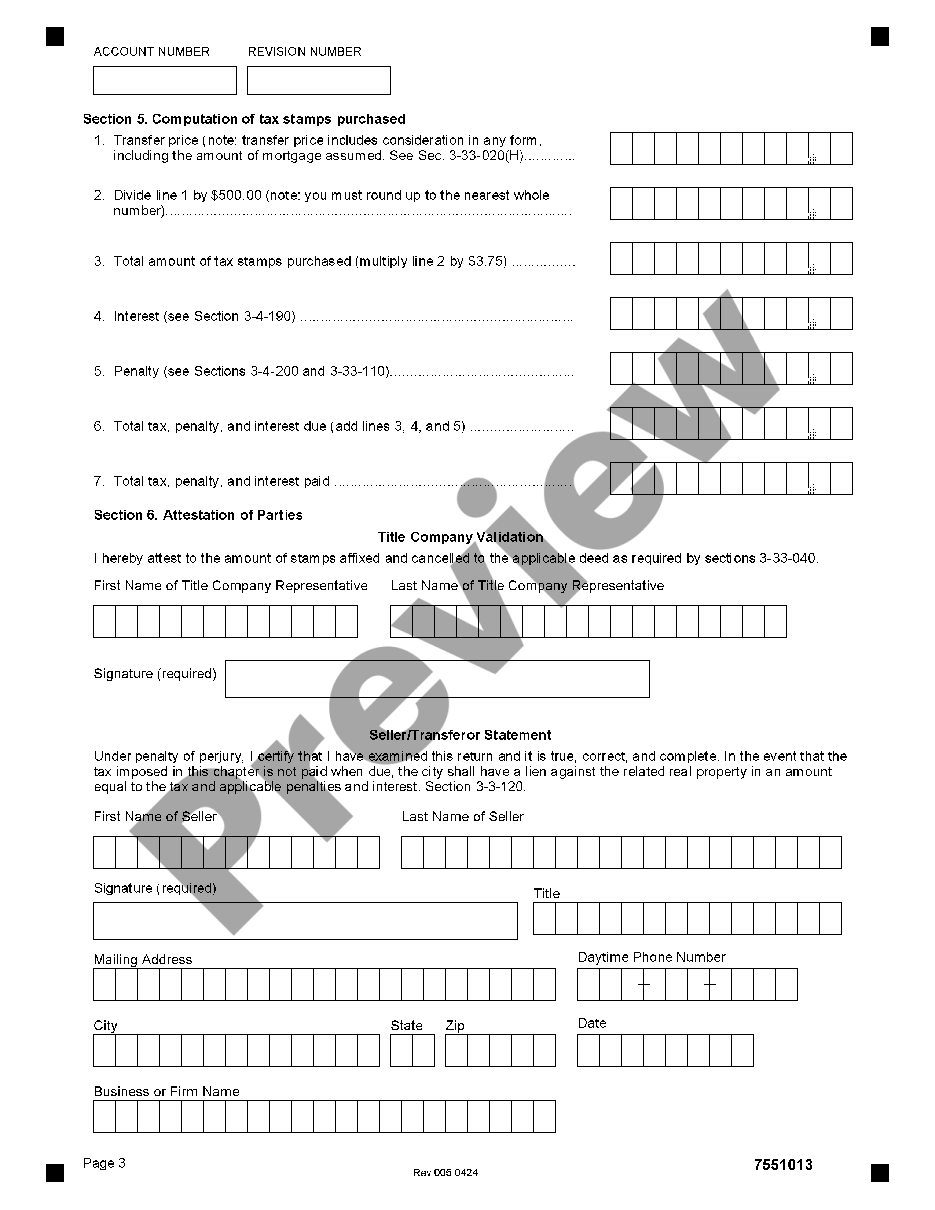 form City of Chicago Illinois Real Estate Transfer Tax Declaration preview