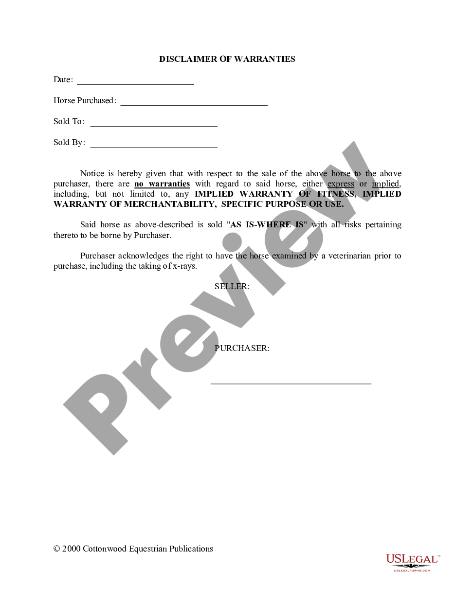 page 5 Illinois Horse Equine Forms Package preview