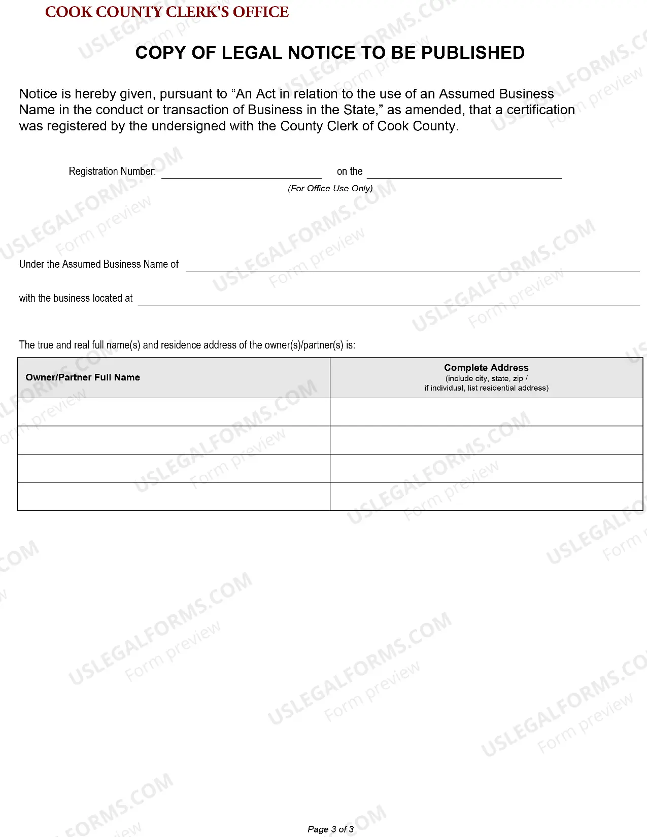Preview Certificate for Cook County
