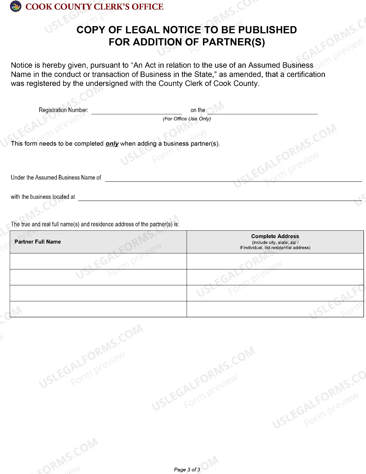 Preview Notification of Name Change for Cook County