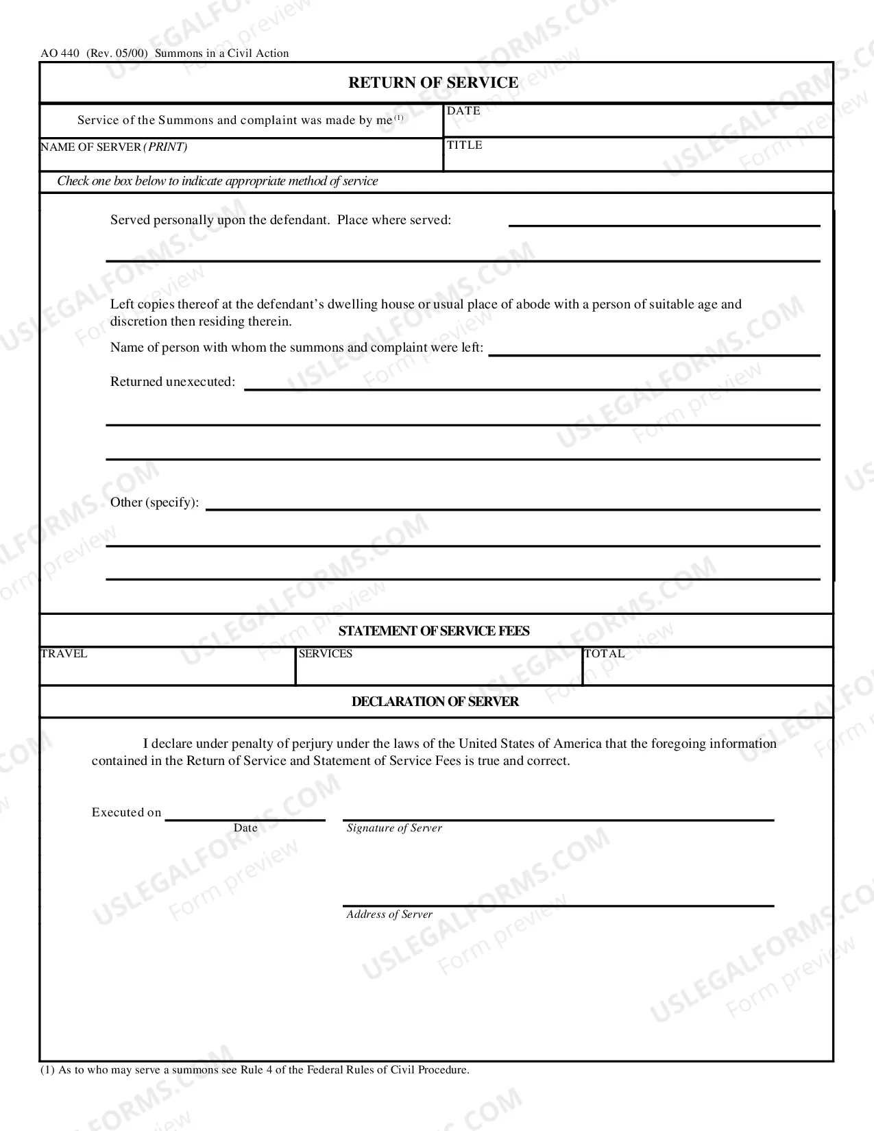 Preview Summons in a Civil Case