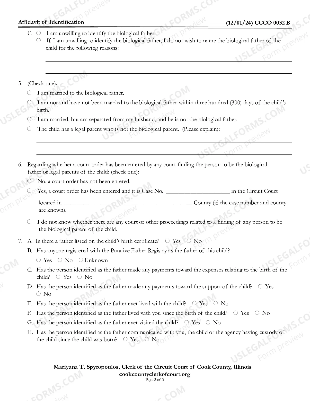 Preview affidavit Of Identification