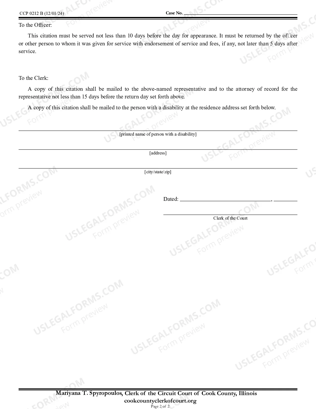 Preview Citation For Removal Of Representative
