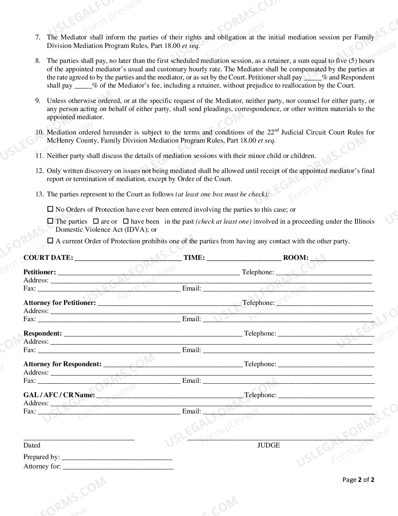 Preview Mediation Order