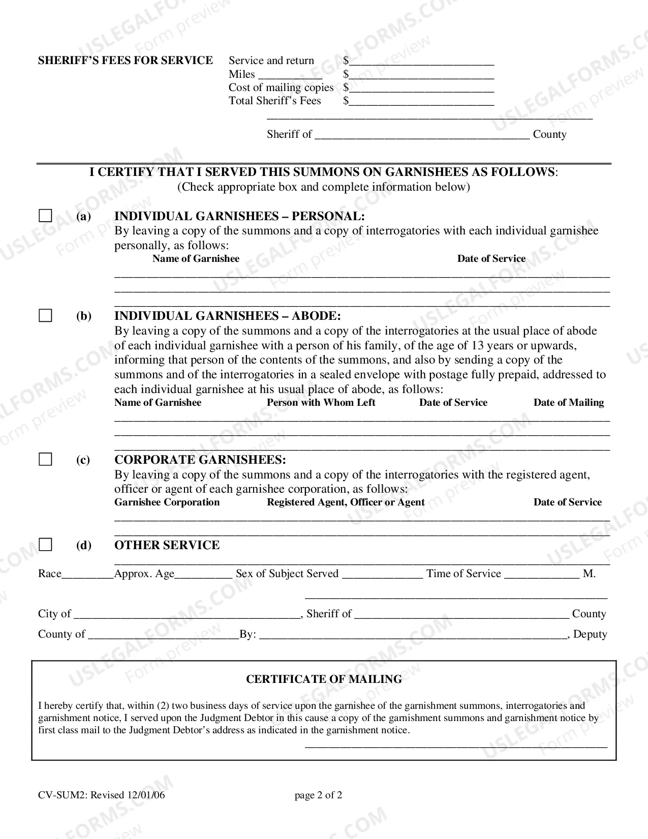 Preview Garnishment Summons Non Wage