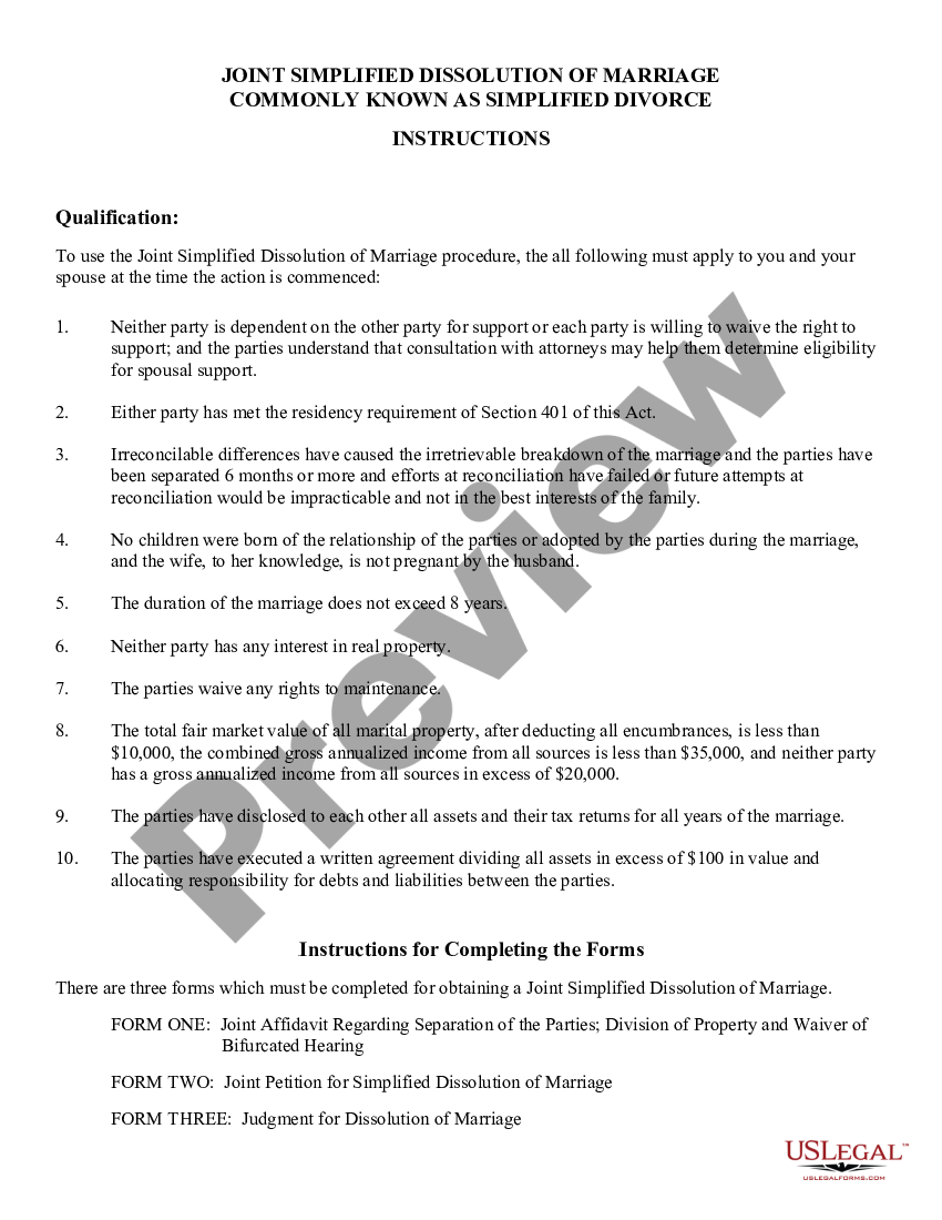 Joint Simplified Dissolution of Marriage - Illinois - Joint Simplified ...