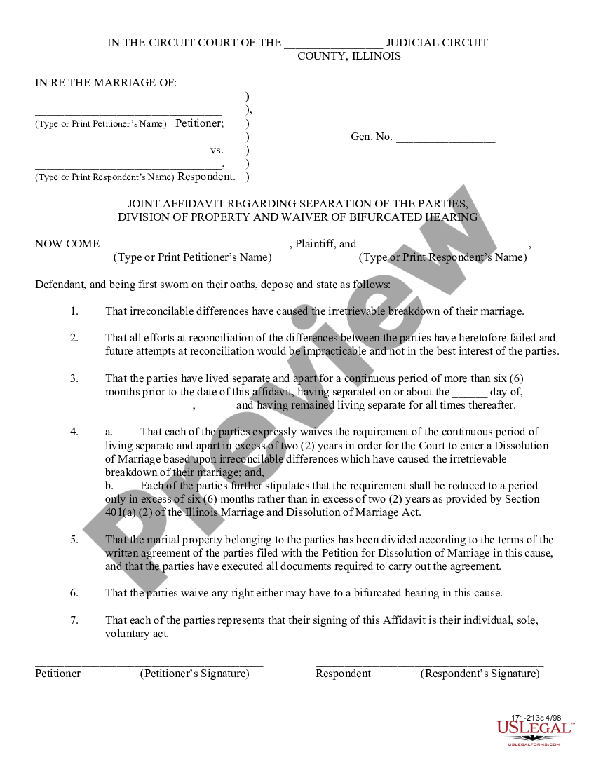 Joint Simplified Dissolution Of Marriage - Illinois - Joint Simplified 