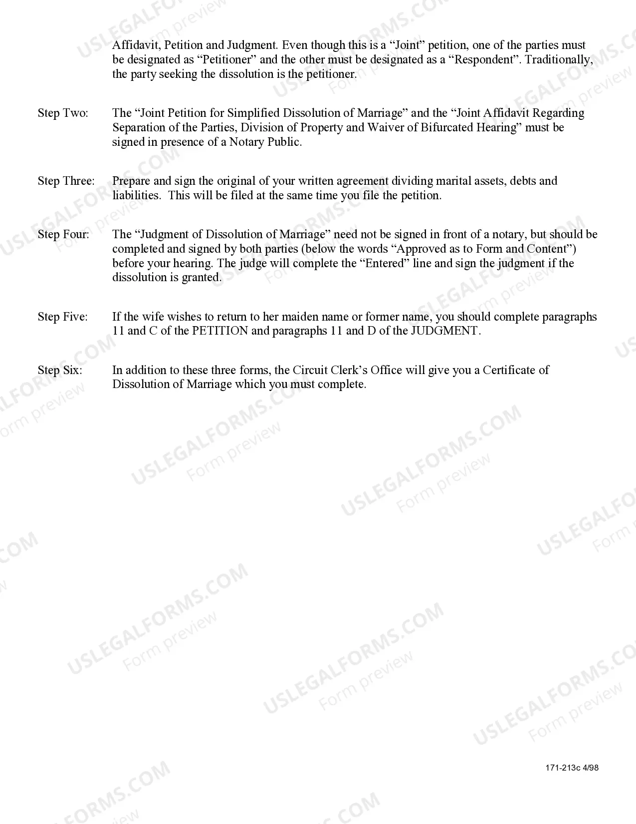 Preview Joint Simplified Dissolution of Marriage - Cook County Only