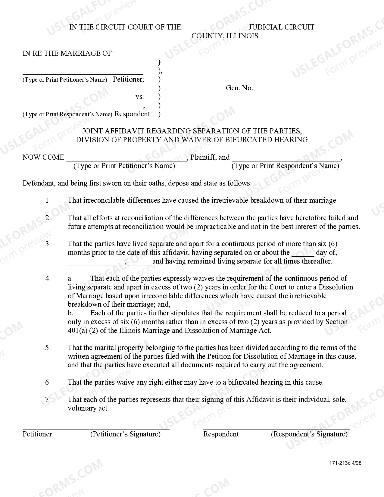 Preview Joint Simplified Dissolution of Marriage - Cook County Only