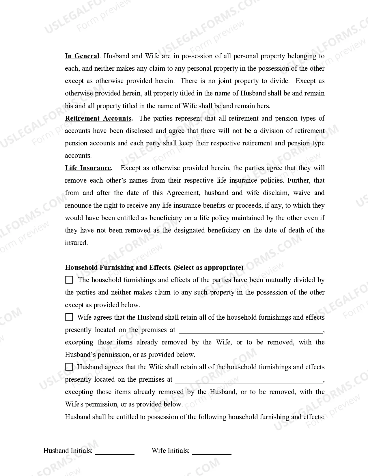 Preview Marital Legal Separation and Property Settlement Agreement Minor Children no Joint Property or Debts effective Immediately