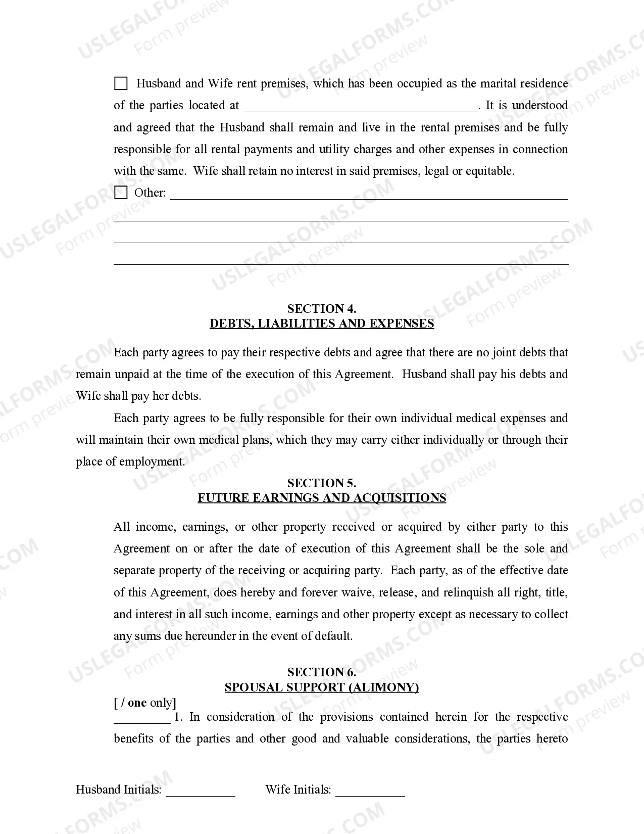 Preview Marital Legal Separation and Property Settlement Agreement Minor Children no Joint Property or Debts effective Immediately