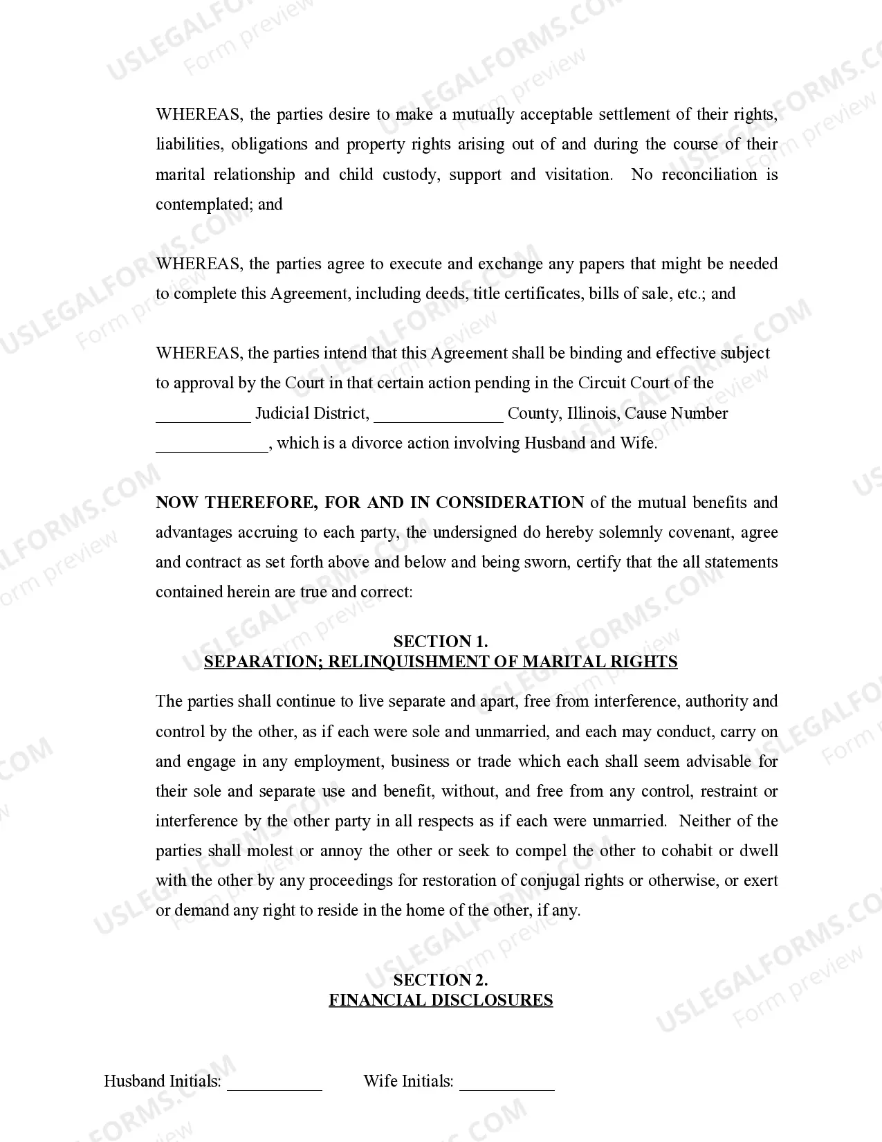 Preview Marital Legal Separation and Property Settlement Agreement Minor Children Parties May have Joint Property or Debts where Divorce Action Filed