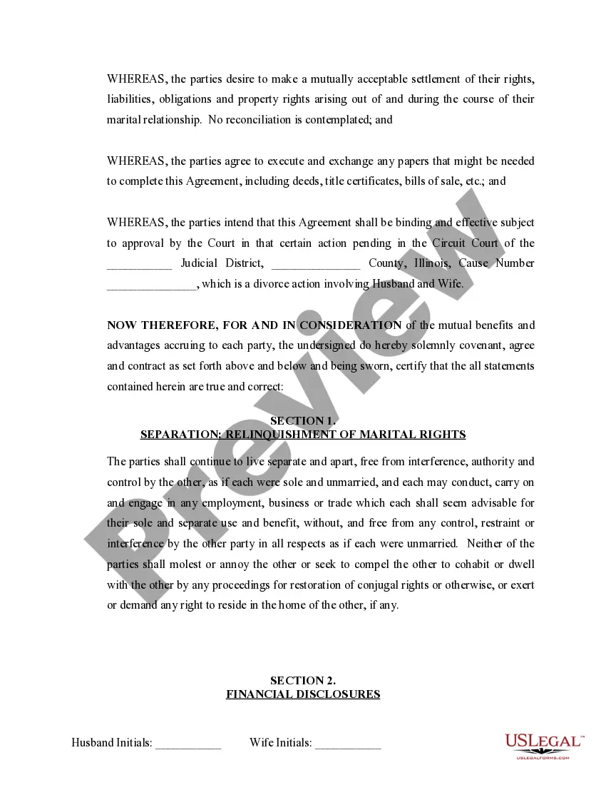 Preview Marital Legal Separation and Property Settlement Agreement no Children parties may have Joint Property or Debts where Divorce Action Filed