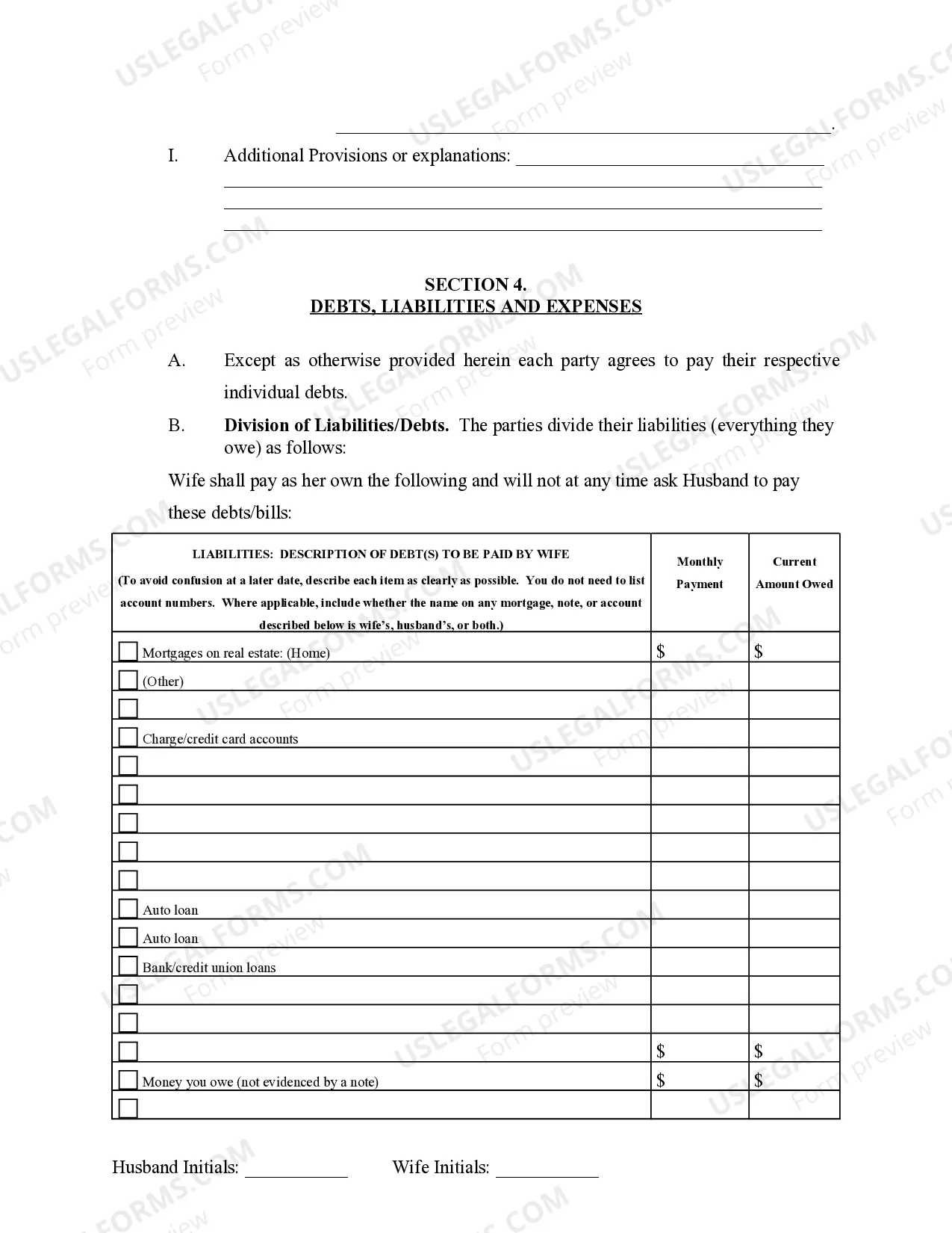 Preview Marital Legal Separation and Property Settlement Agreement no Children parties may have Joint Property or Debts Effective Immediately