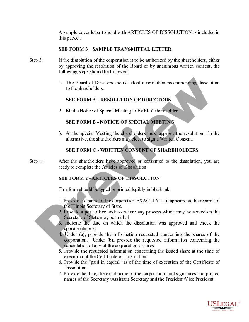 Get Illinois Dissolution Package to Dissolve Corporation Preview Illinois Dissolution Package to Dissolve Corporation