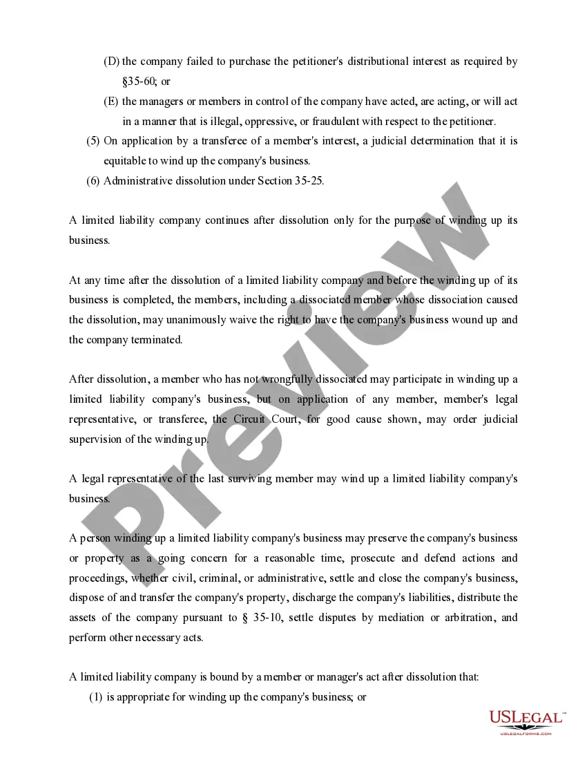 Get Illinois Dissolution Package to Dissolve Limited Liability Company LLC Preview Illinois Dissolution Package to Dissolve Limited Liability Company LLC